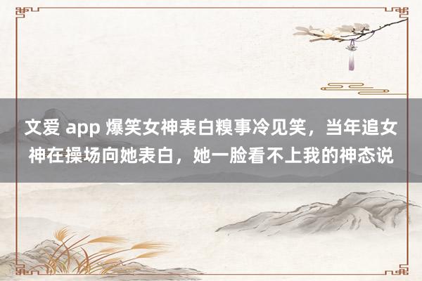 文爱 app 爆笑女神表白糗事冷见笑，当年追女神在操场向她表白，她一脸看不上我的神态说