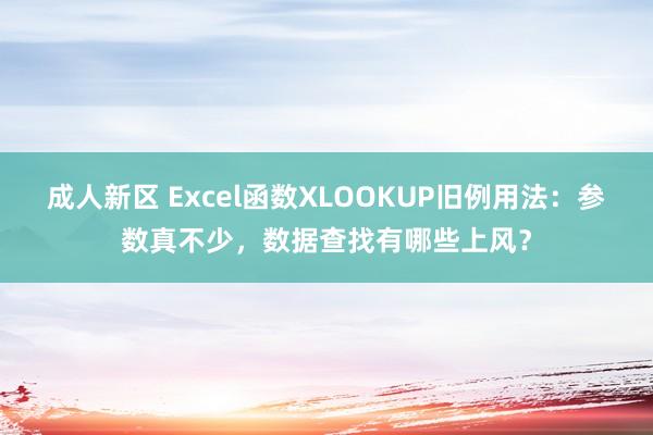 成人新区 Excel函数XLOOKUP旧例用法：参数真不少，数据查找有哪些上风？